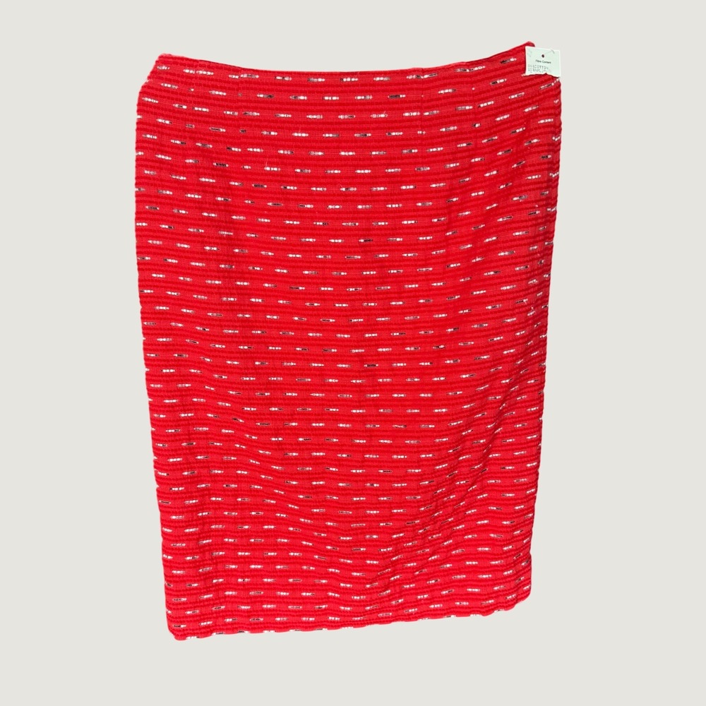 Carlisle Red Textured Cotton Blend Pencil Skirt Women Size 10 Lined Knee Length